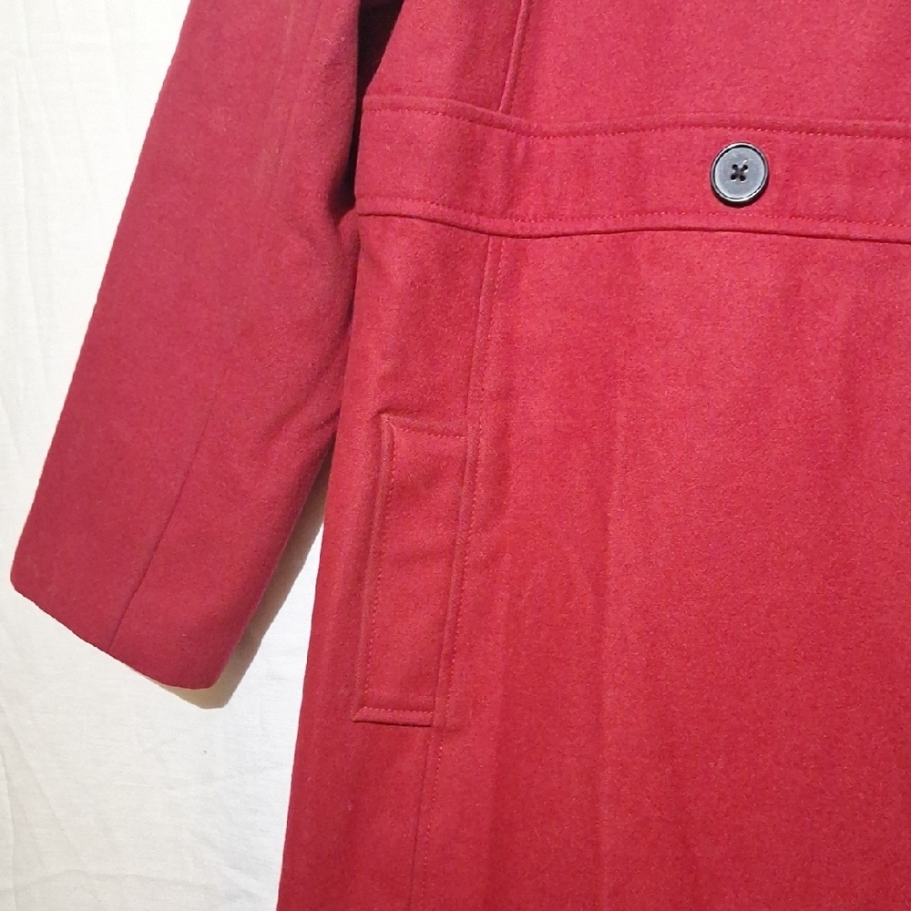 Vintage Red Trench Coat, Wool Rayon, Double Breasted, Old Navy, 16, NWOT - Picture 6 of 13